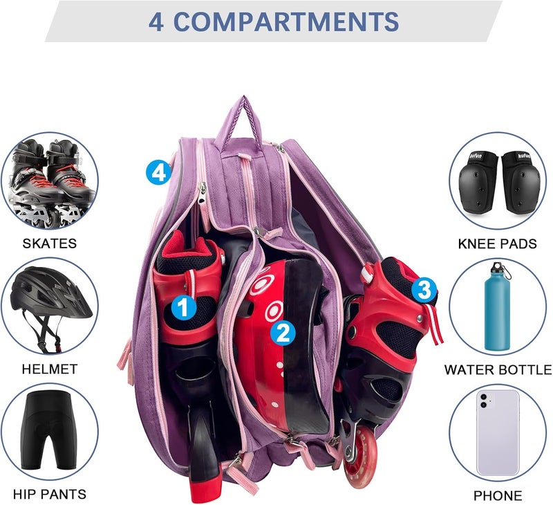 DAFISKY Roller Skate Bag - Ice Skate Bag Fits Inline Skates Quad Skates Rollerblades Figure Skates for Women Men Youth - Image 3